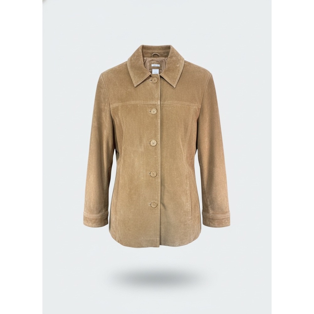 Cherokee Mens Tan Brown Genuine Suede Leather Button Front Jacket Size L